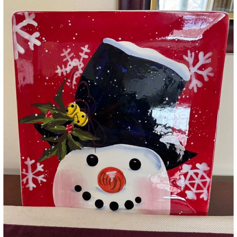 Certified International Snowman Face Plate Holiday Designs by Barb Tourtillotte